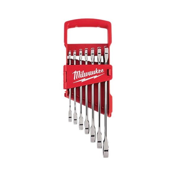 Milwaukee® MAX BITE™ 48-22-9406 Combination Ratcheting Wrench Set, 7 Pieces, Polished Chrome